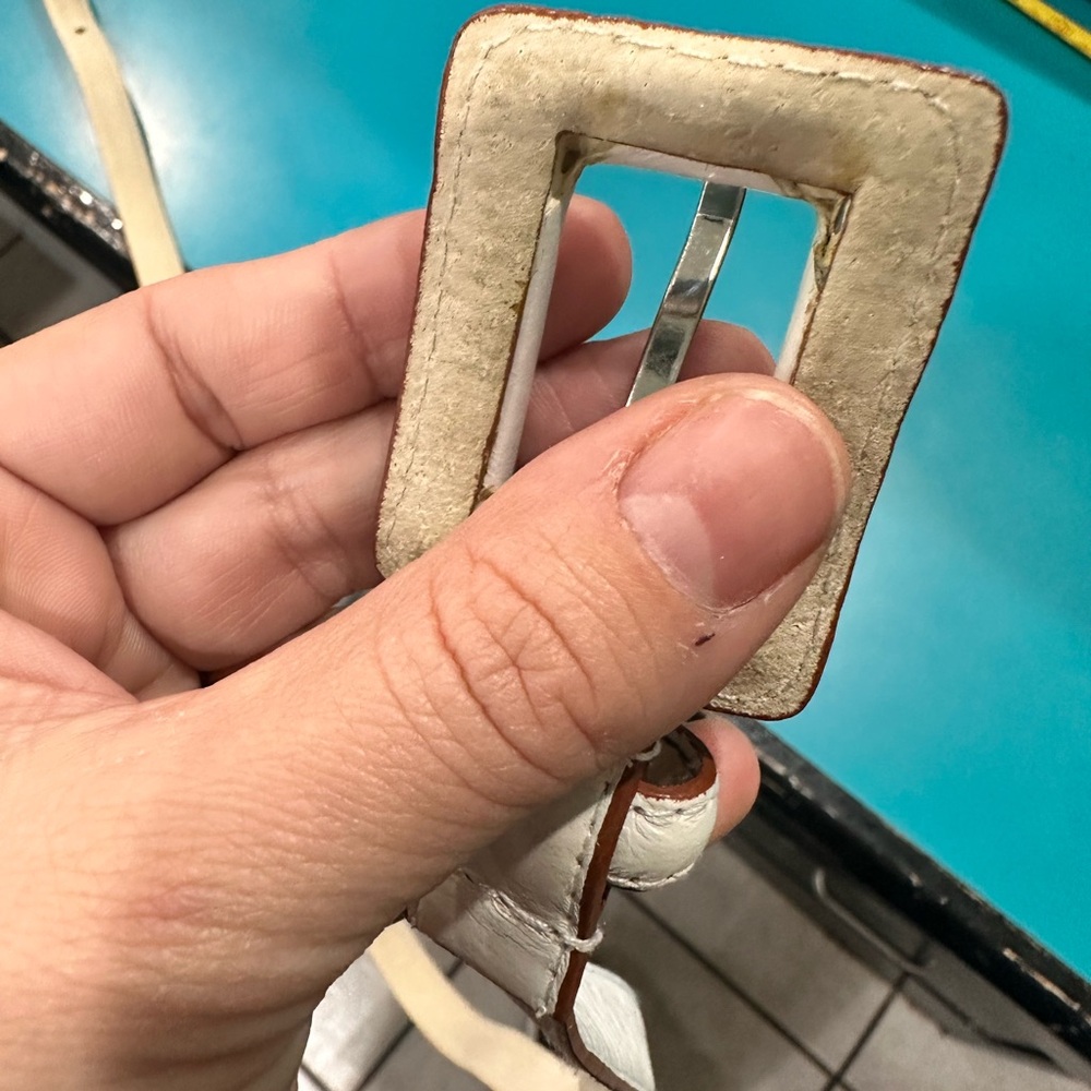 TreVero White and Tan Genuine Leather Belt TreVero Vintage Vintage - Picture 5 of 15